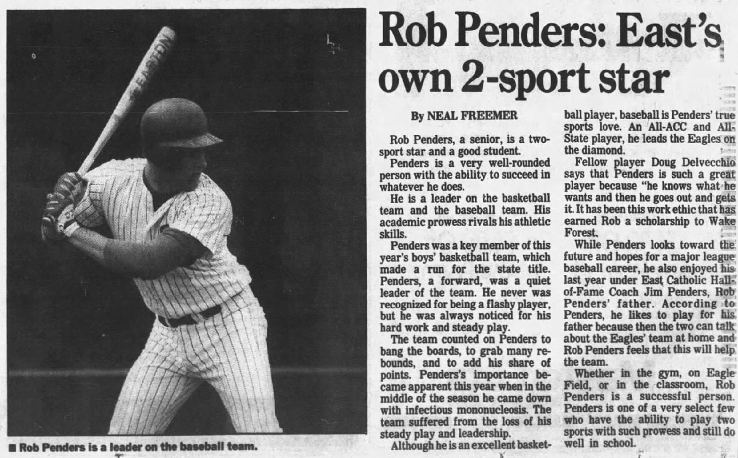 Baseball Bloodlines: The Penders Family 15 1992 Jun 25 Rob Penders Hartford Courant Feature