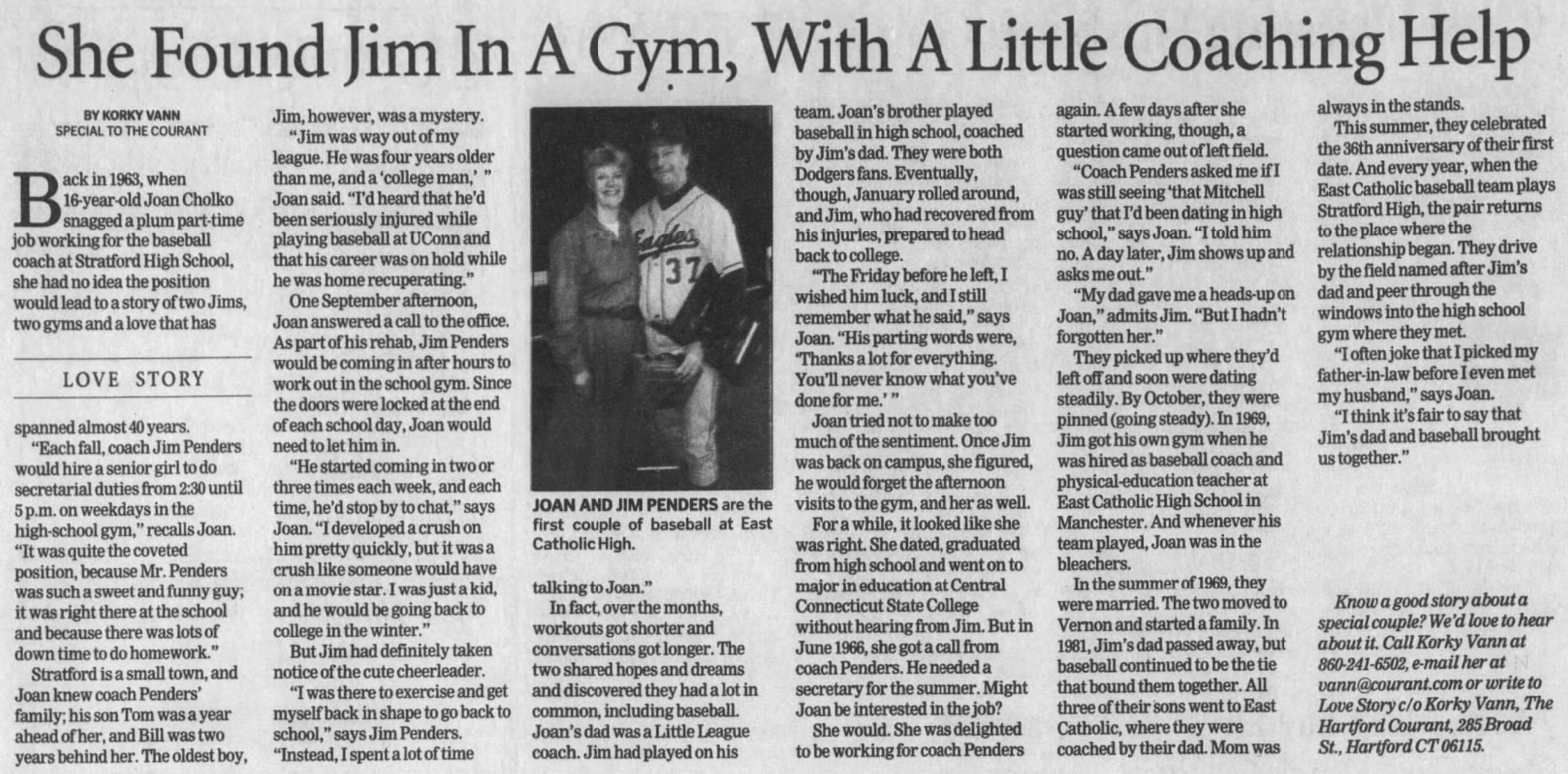 Baseball Bloodlines: The Penders Family 4 2002 Sep 8 Jim and Joan Penders Hartford Courant scaled