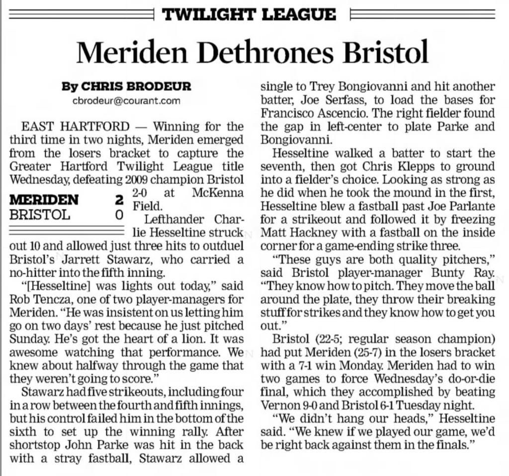 2010 Aug 12 Meriden Dethrones Bristol 1