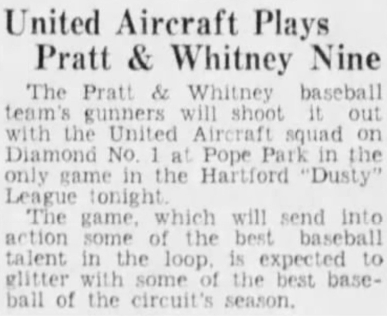 1936 May 21 - Pratt & Whitney Aircraft Baseball Club