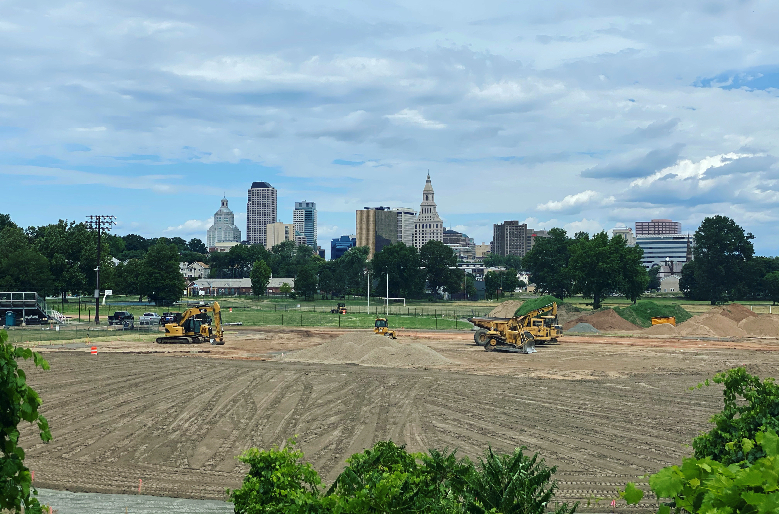 Construction at Johnny Taylor Field, Colt Park, Hartford, 2020.