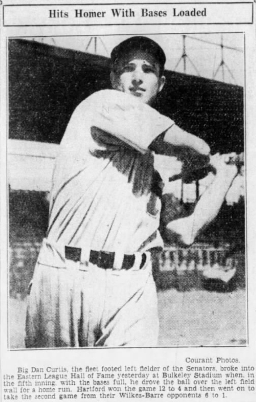 Dan Curtis, Outfielder, Hartford Bees, 1938.