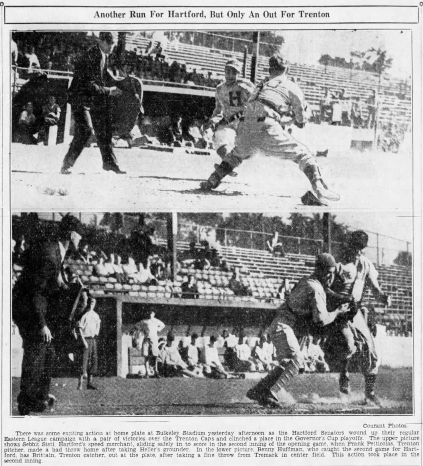 Hartford Bees at Bulkeley Stadium, 1938.