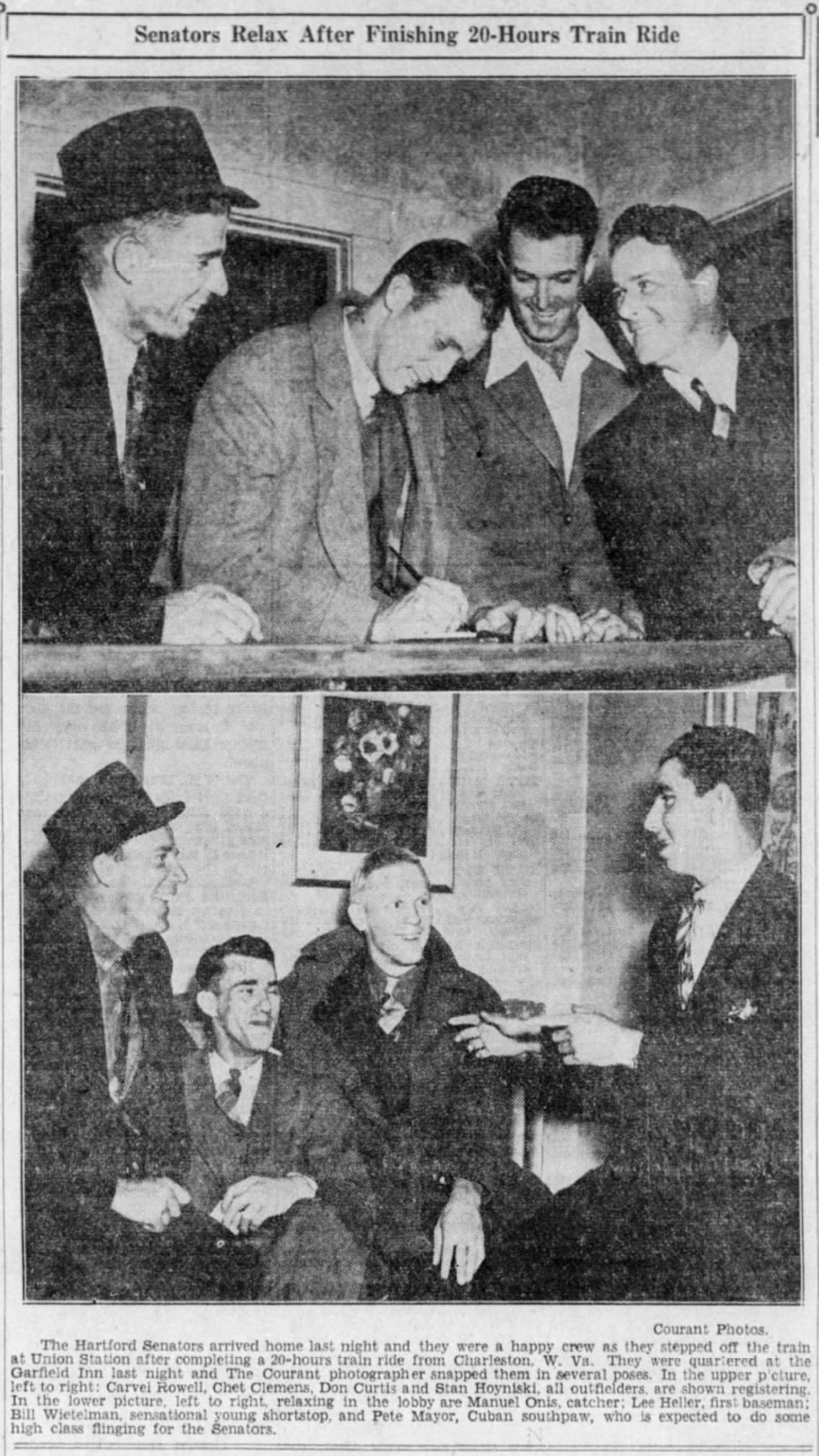 Hartford Bees at the Garfield Inn, Hartford, Connecticut, 1939.