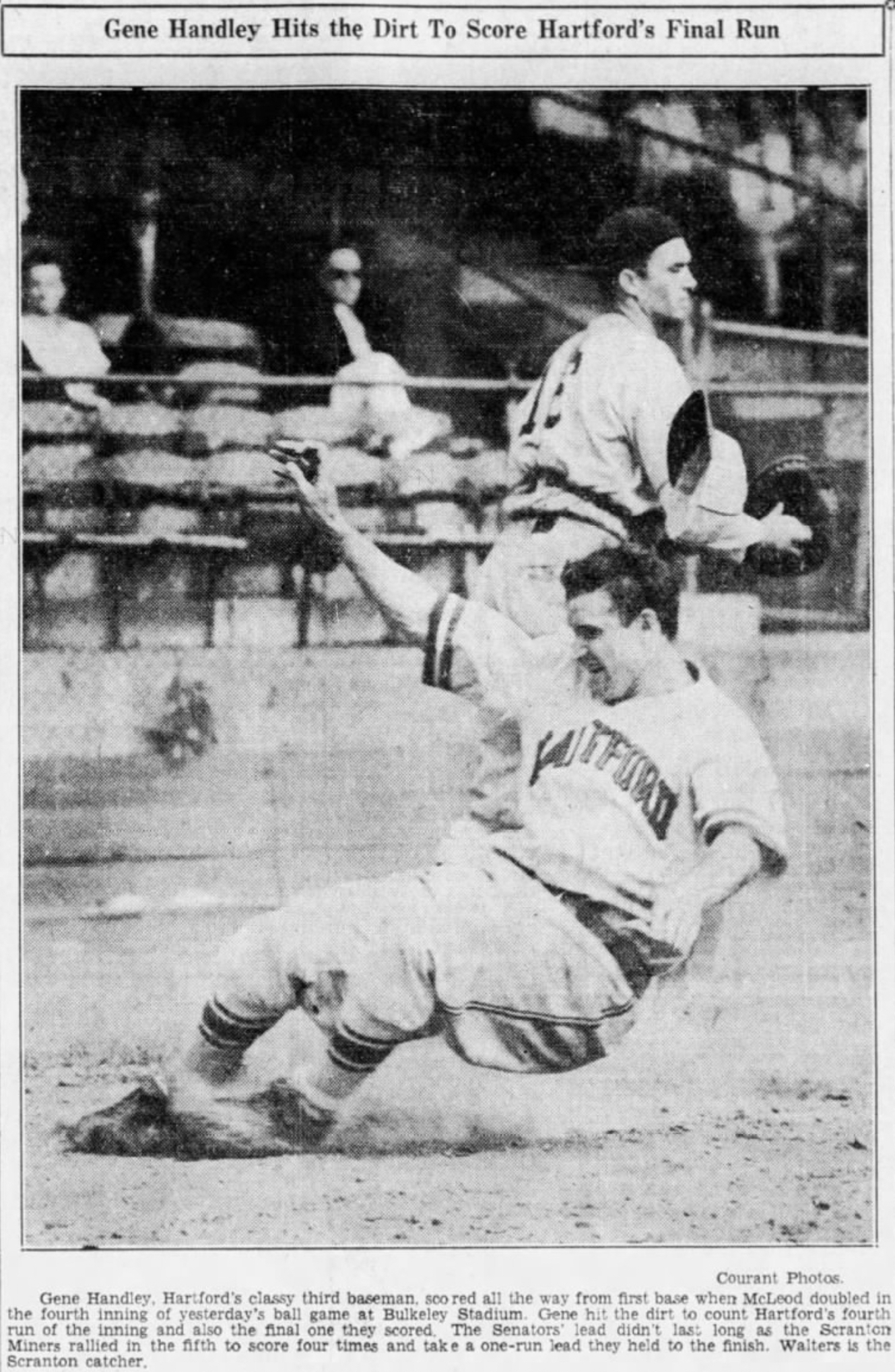 Gene Handley, Third Baseman, Hartford Bees, 1939.