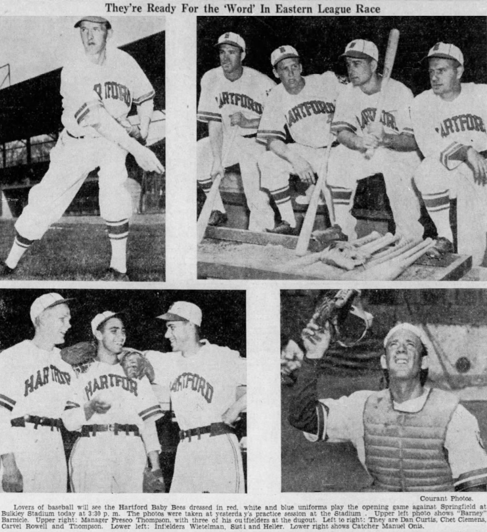 Players for the Hartford Bees at Bulkeley Stadium, 1939.