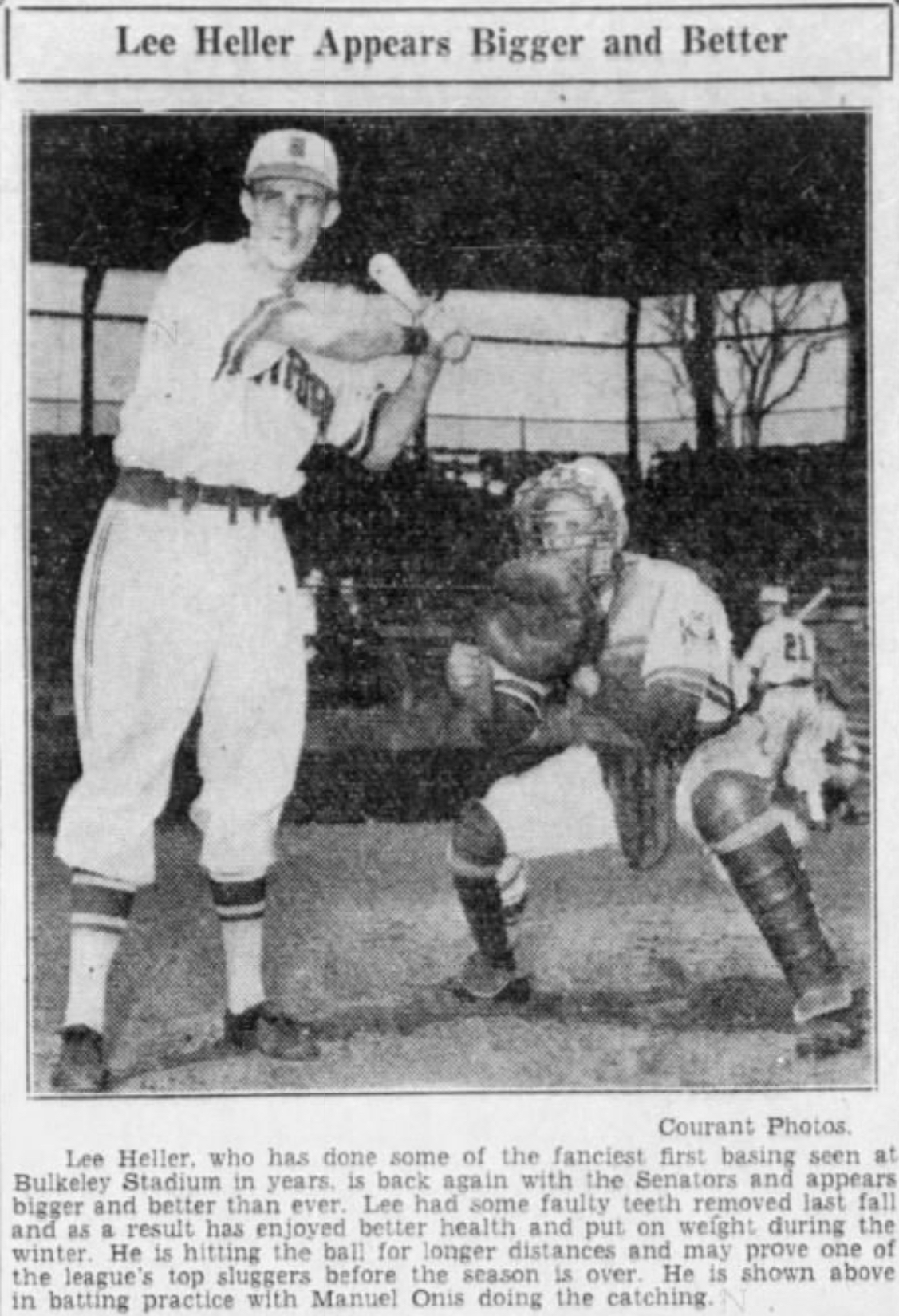 Lee Heller, First Baseman, Hartford Bees, 1939.