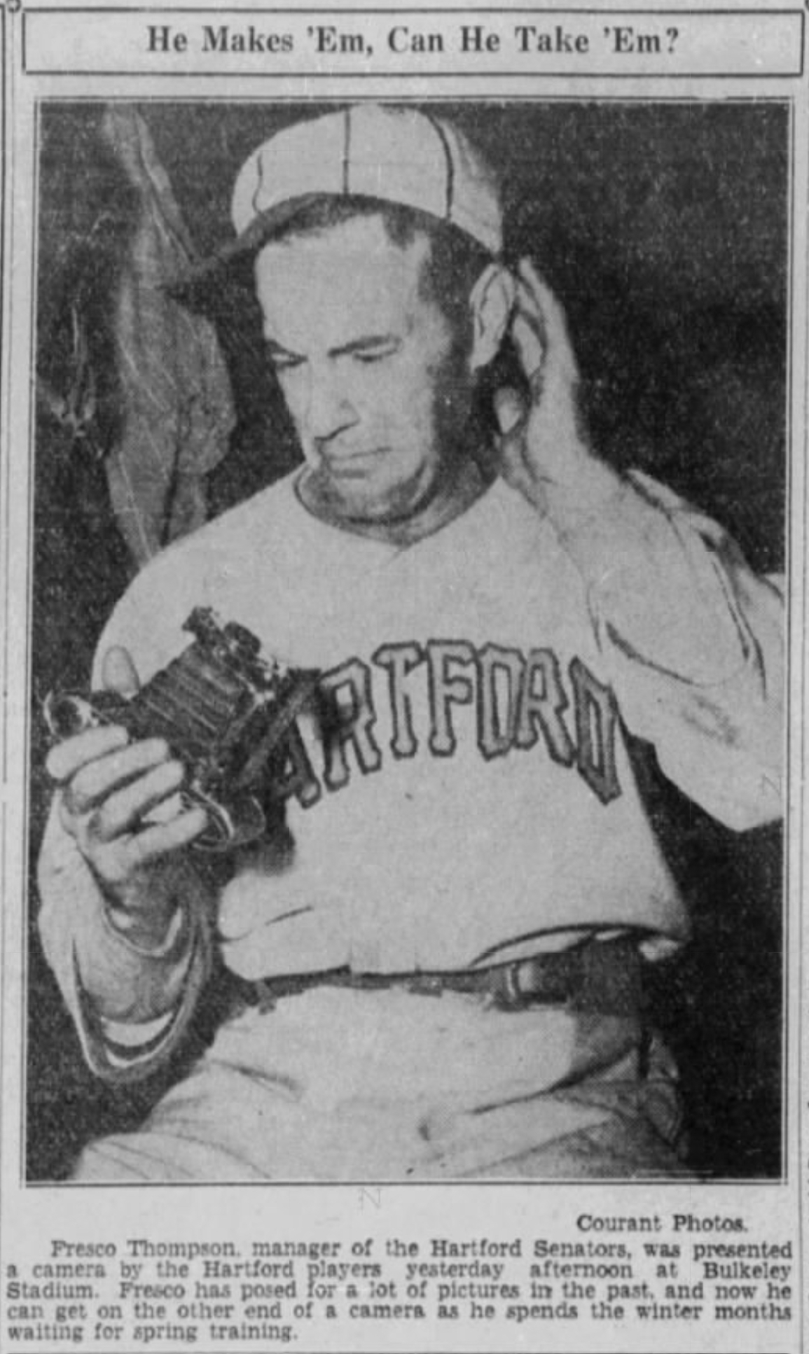 Fresco Thompson, Manager, Hartford Bees, 1939.