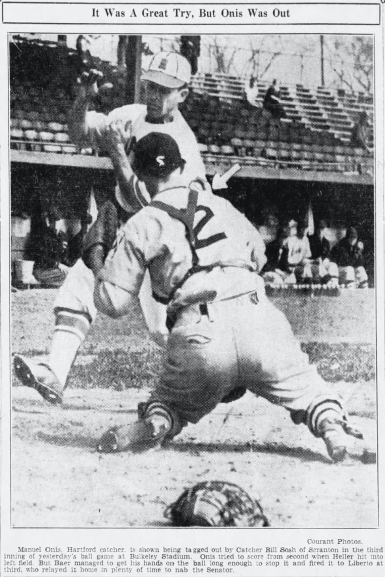 Manuel Onis, Catcher, Hartford Bees, 1939.