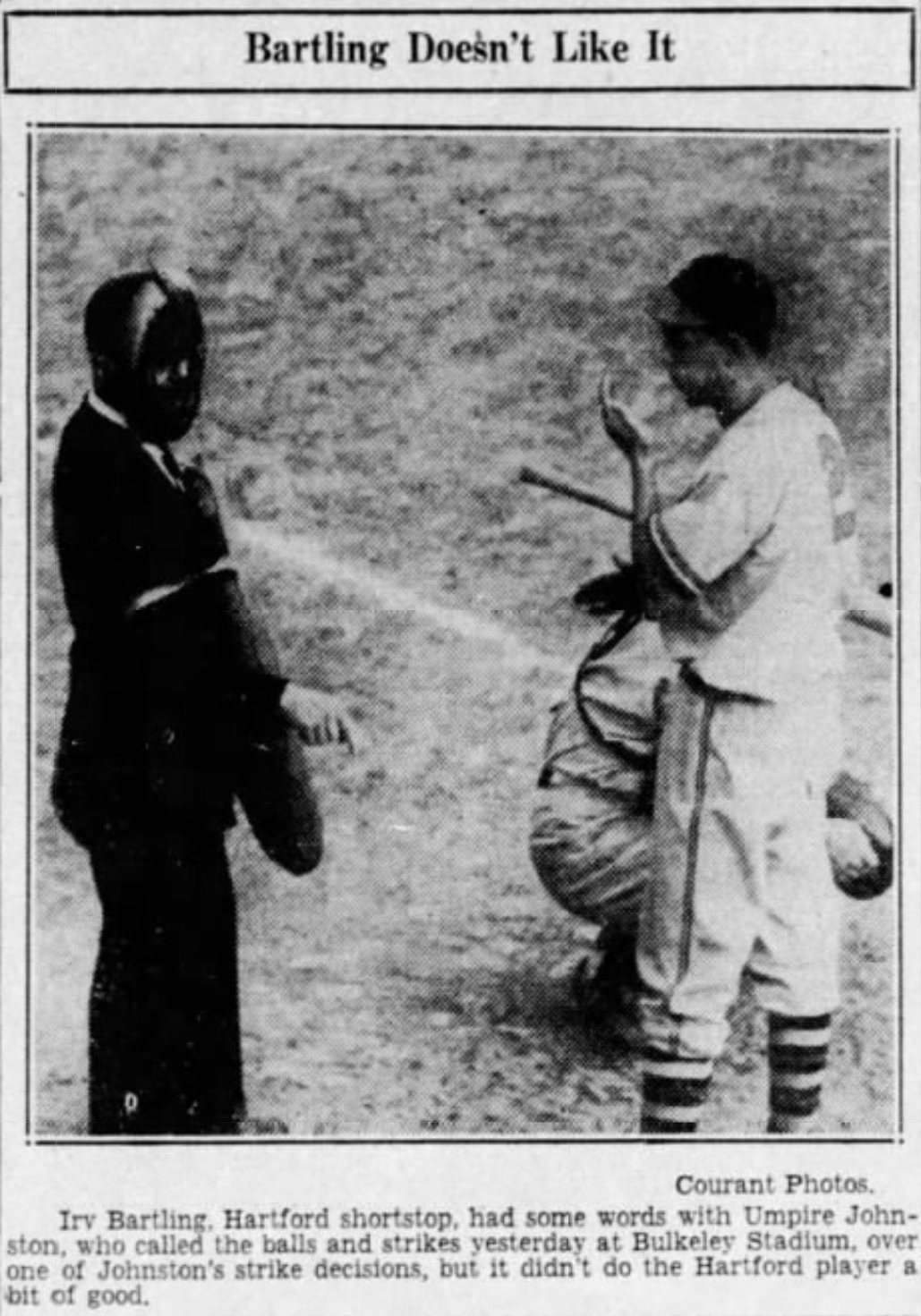 Irv Bartling, Shortstop, Hartford Bees, 1940.