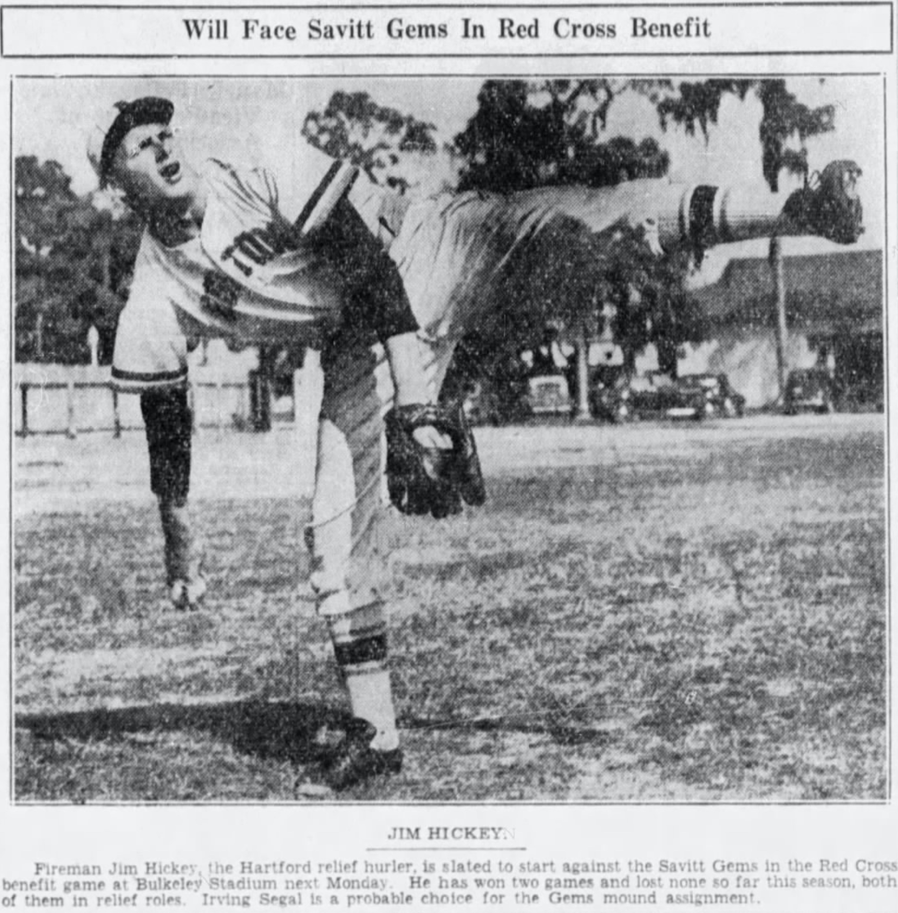 Jim Hickey, Pitcher, Hartford Bees, 1940.