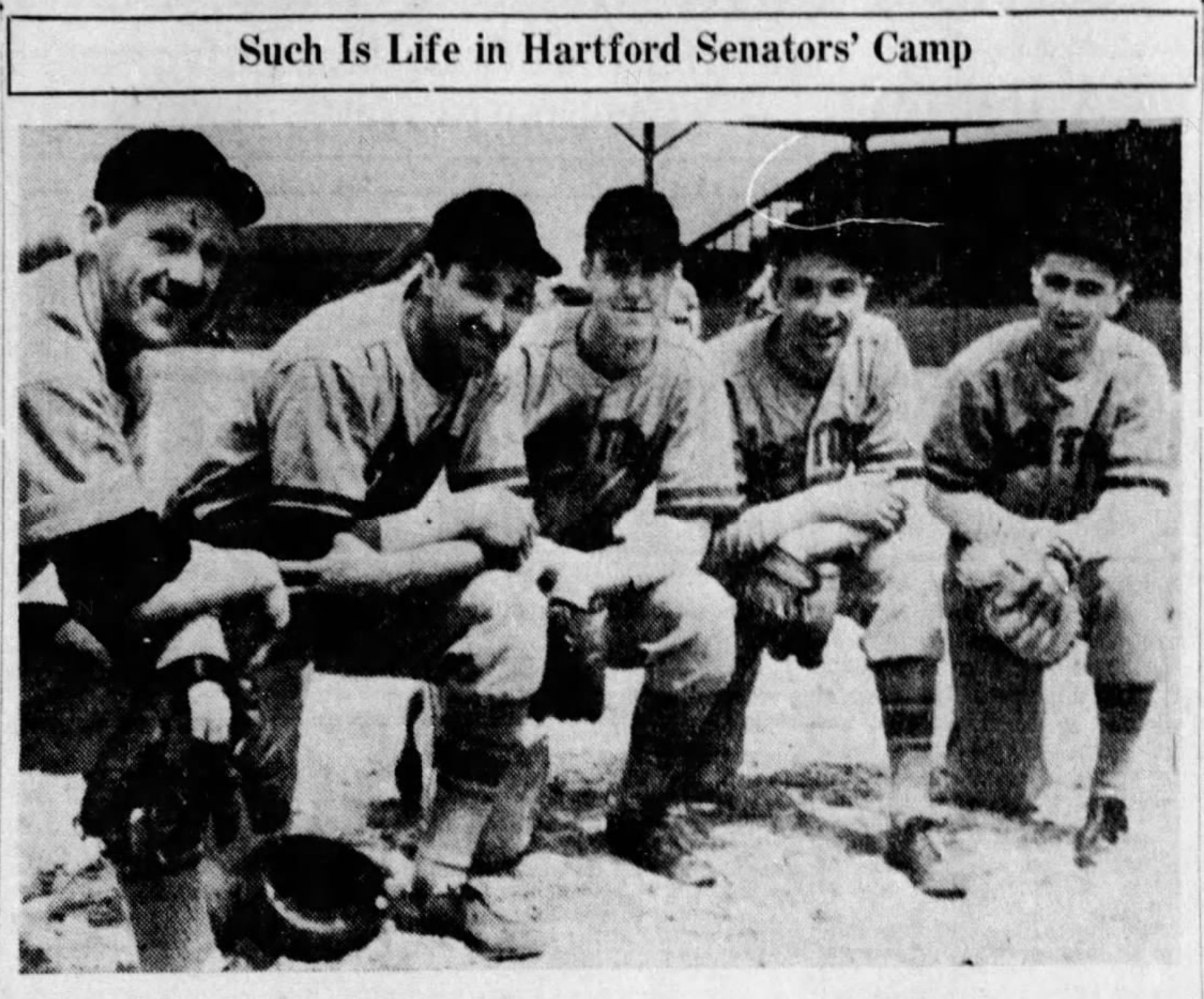 Players at Hartford Bees training camp, 1941.