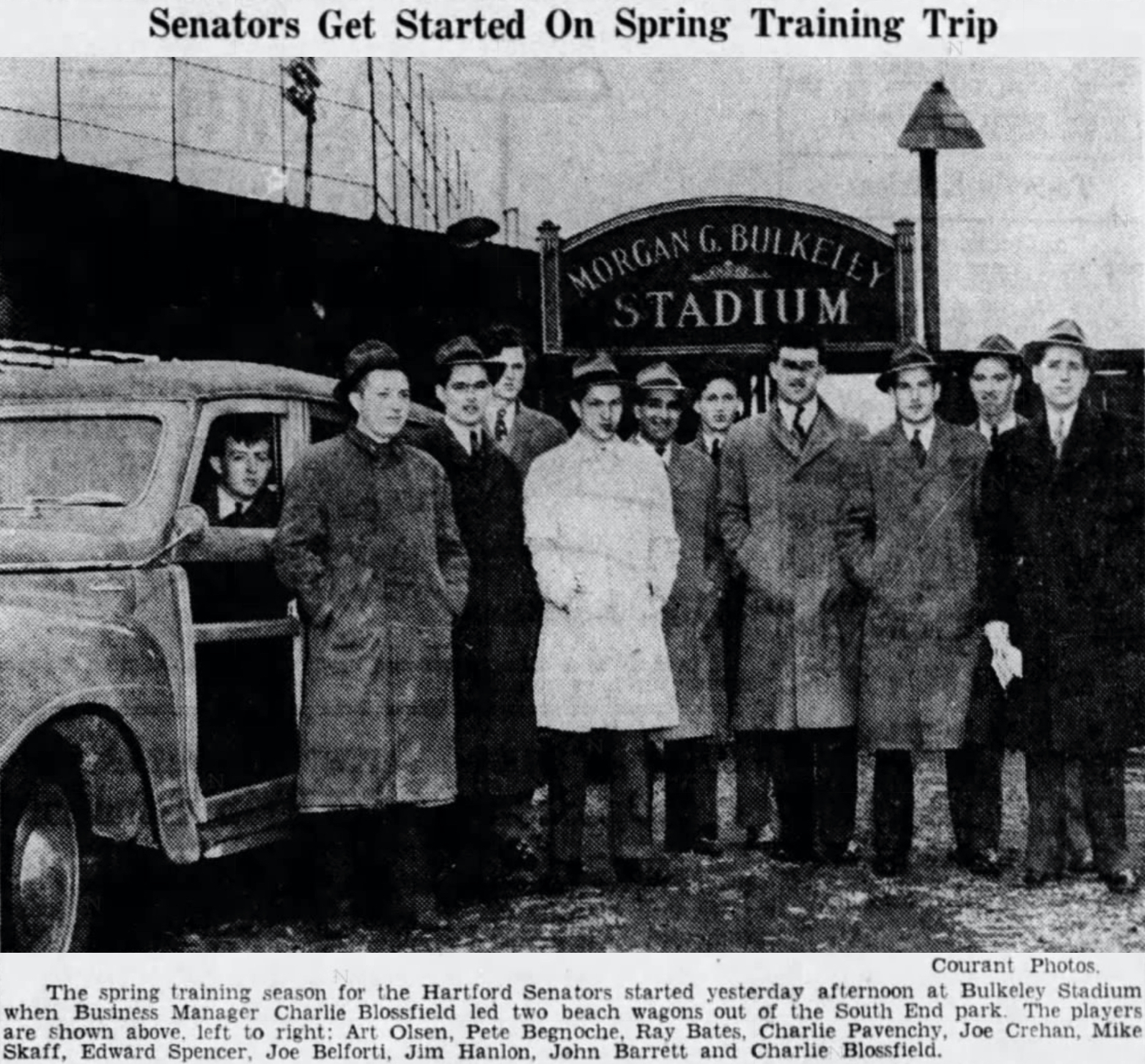 Hartford Bees leave for Spring Training, 1942.