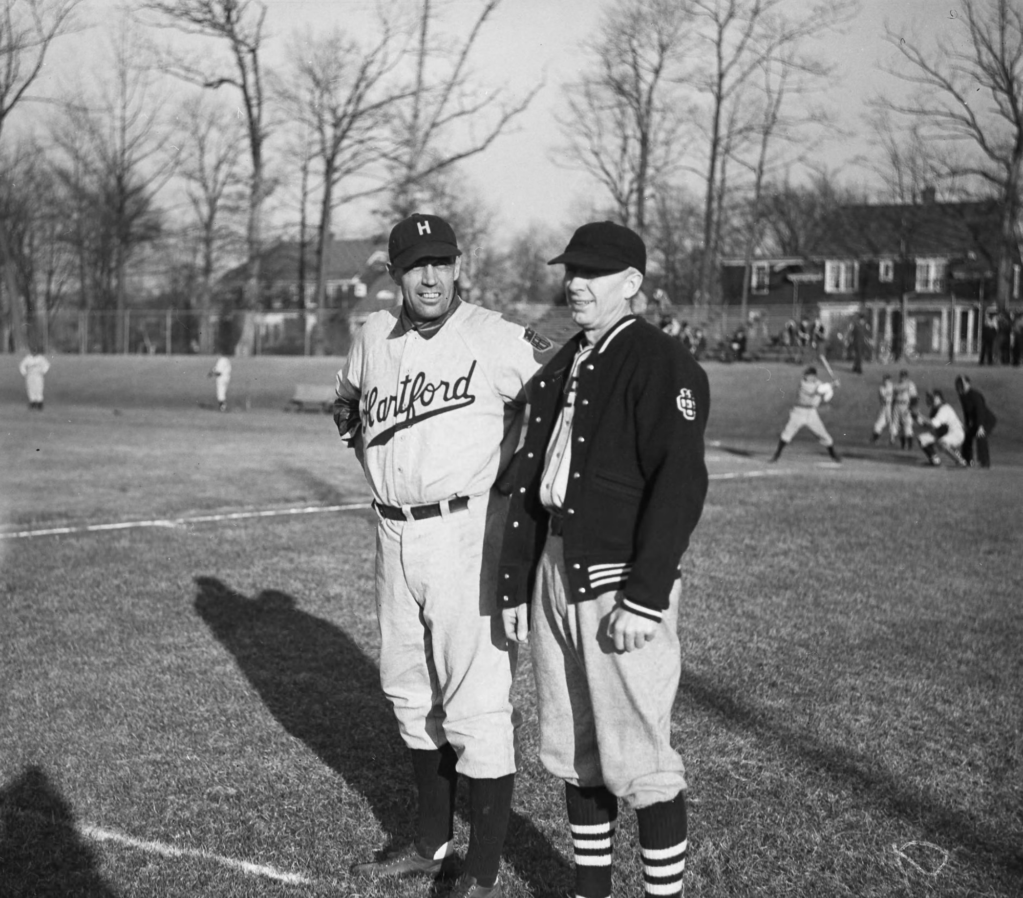 Del Bissonette, Manager, Hartford Bees (left) and J.O. Christian, Head Coach, UConn, 1943.