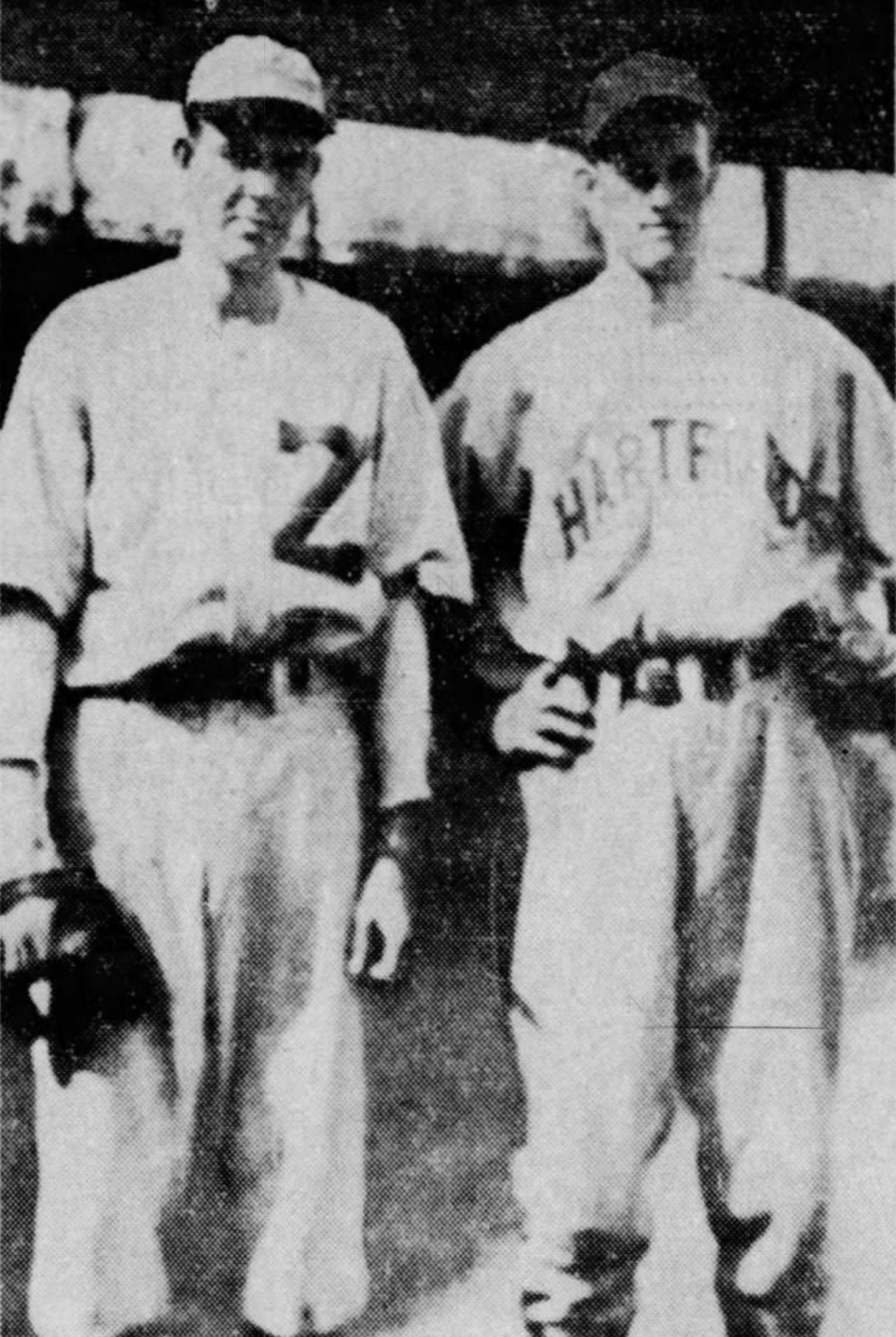 Ed Black, Pitcher (left) and Manager Eddie Onslow, Hartford Bees, 1938.