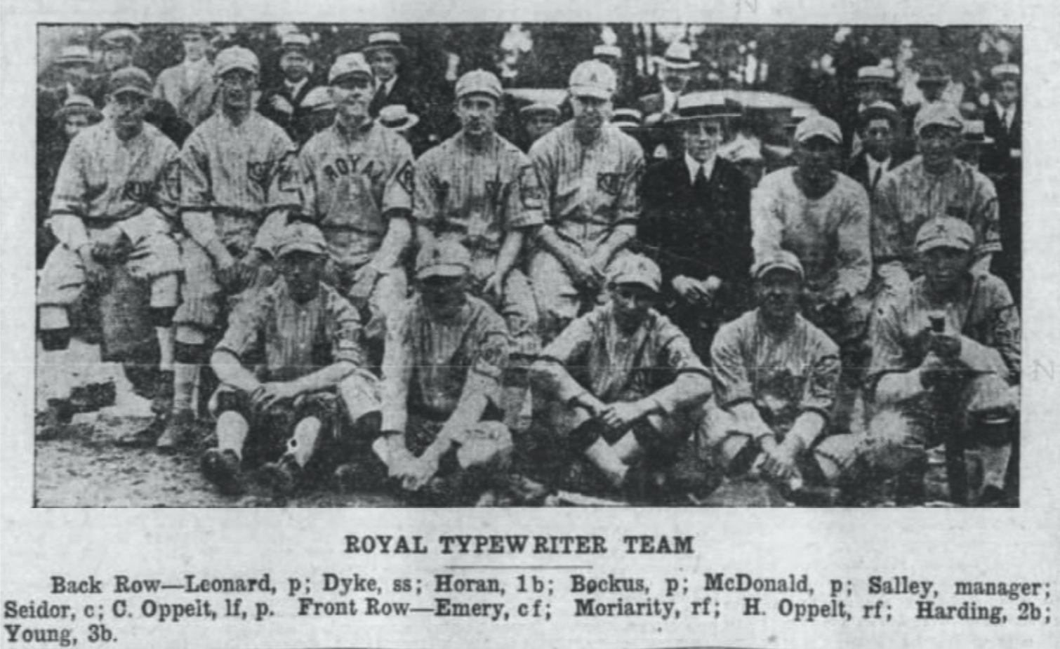 Royal Typewriter Baseball Club, 1919.