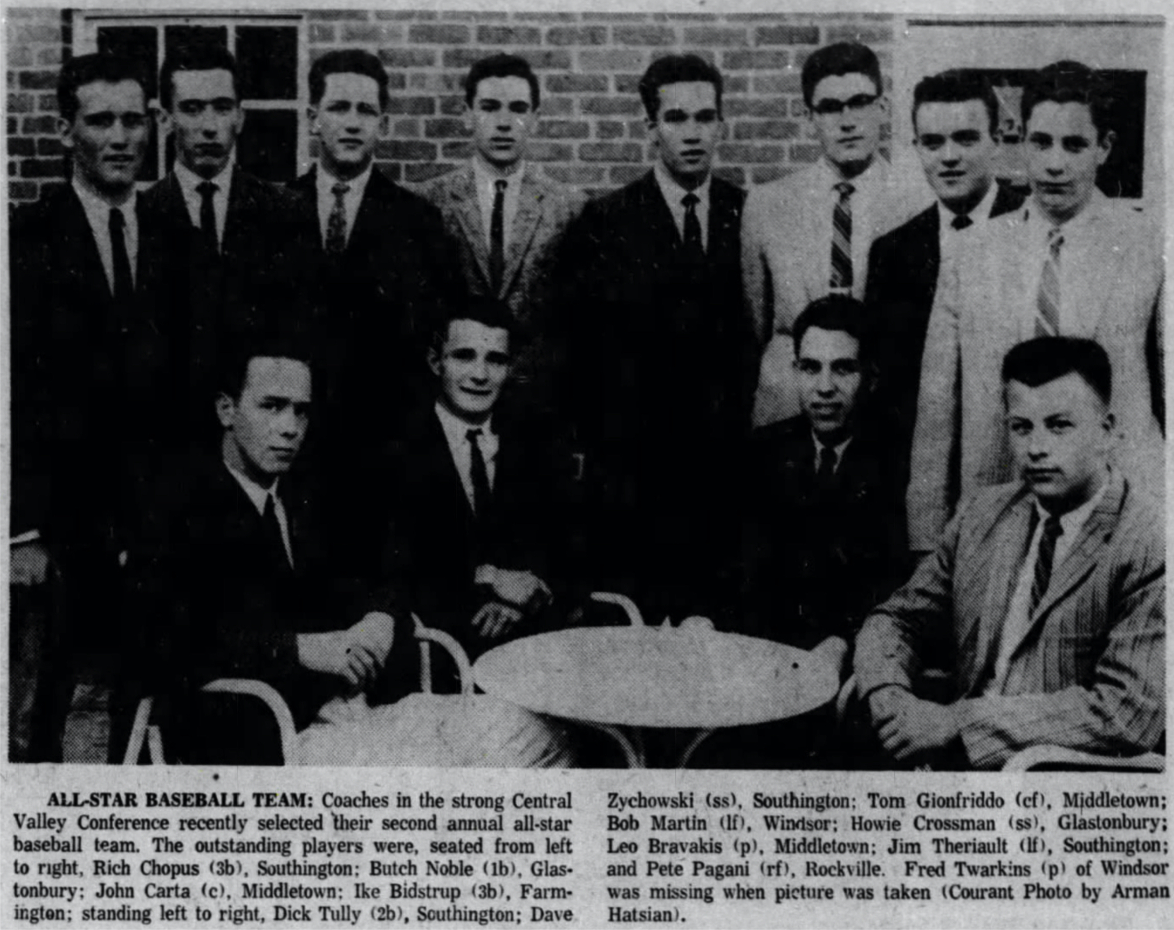 1961 Central Valley Conference All Star Team Connecticut